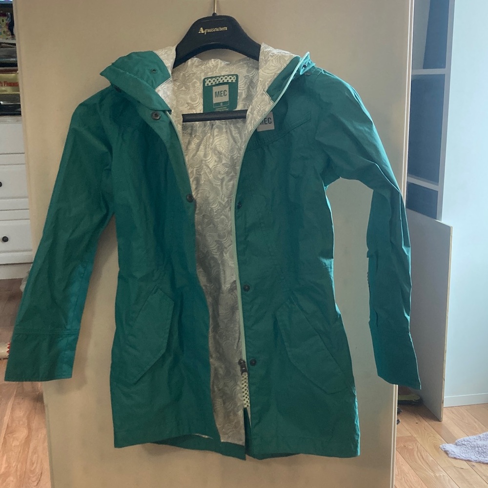 MEC Teal Hooded Rain Trench Coat